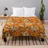 Retro stokrotki z lat 70., vintage flower power, pomarańczowy i brązowy, boho, Koc do rzucania Moda Sofy Włochaty Flanelowy Koc