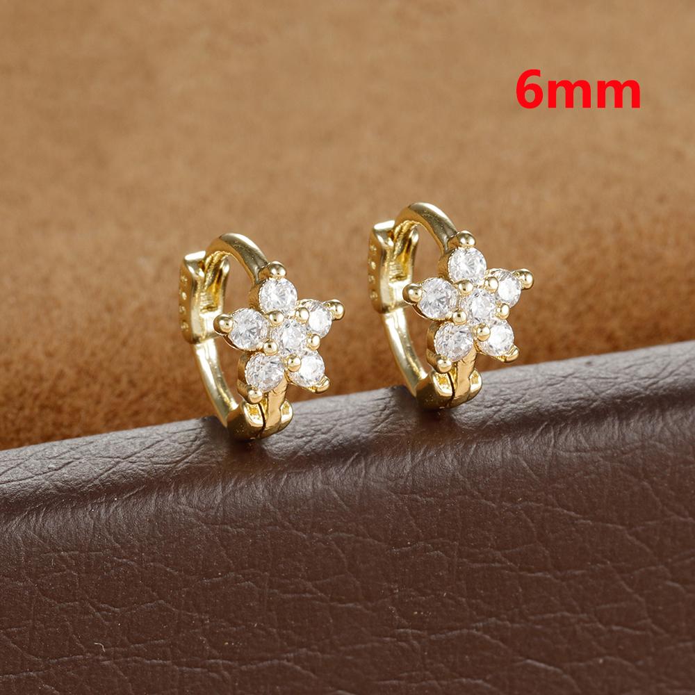 2 Stück Huggies Creolen für Damen Einfach Edelstahl Kleiner Kristall Zirkonia Knorpel Blume Ohrringe Piercing Schmuck