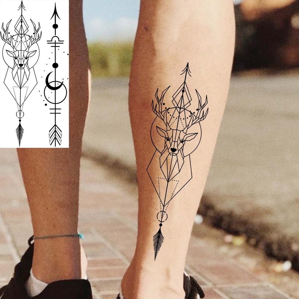 1 Vel Dieren in de Boom Geometrisch Tijdelijke Tatoeages Voor Vrouwen Mannen Arm Nek Onderarm Nep Tatoeage Sticker Lang Blijvend Realistisch Tatoeages