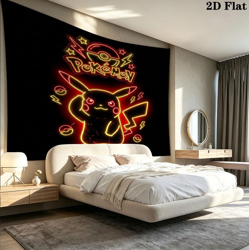 Pokemon Wall Tapestry Aesthetic Wall Hanging Printed Fabric Blanket Decorative Tapestries For Bedroom Living Room Home Decor