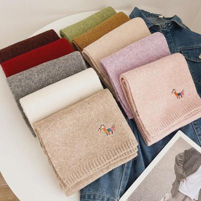 2024 Herbst/Winter Damen Wollstrickschal - Warm, Dick, Koreanischer Stil, Personalisierte Stickerei