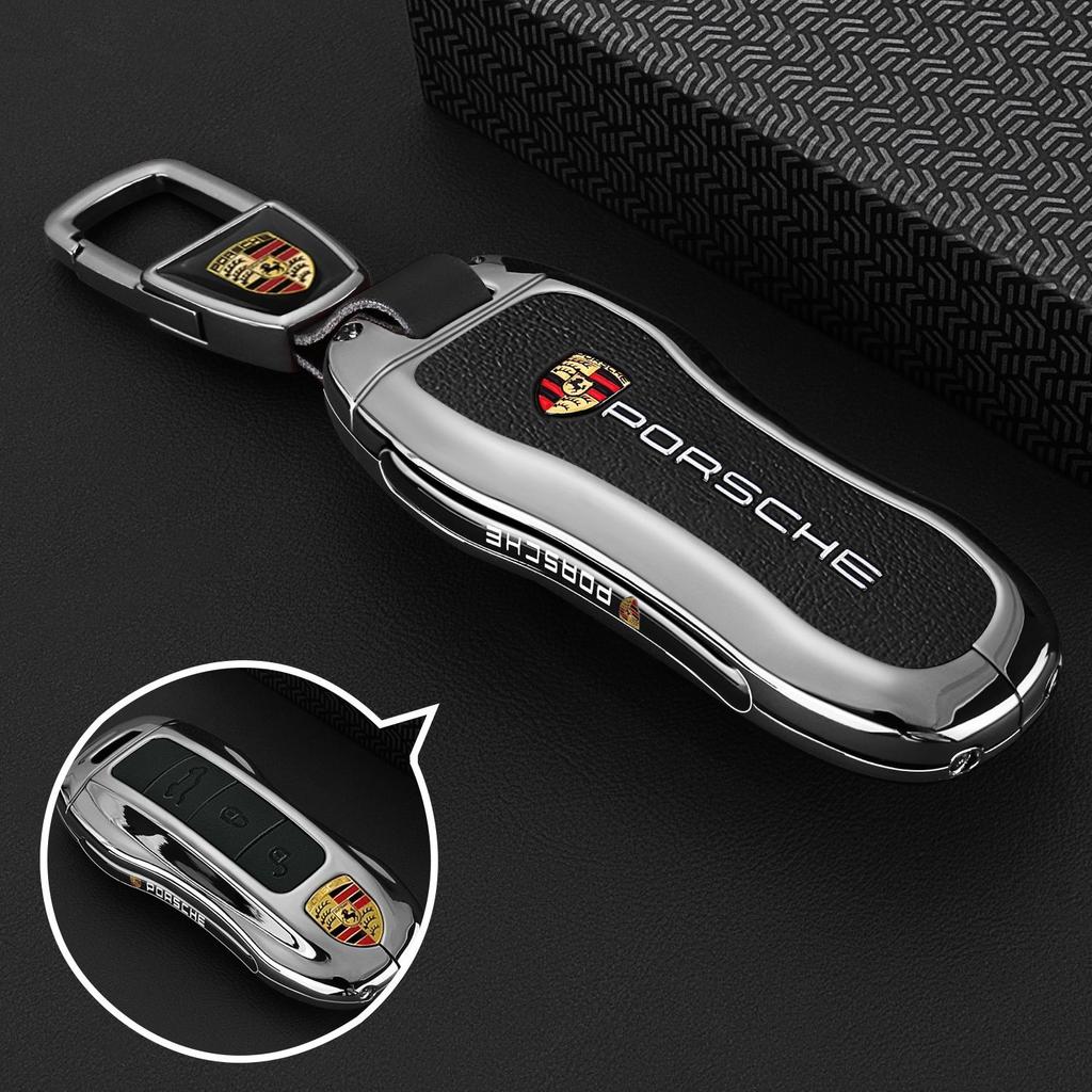Leather Car Smart Remote Key Cover Case Keychain Protector For Porsche 911 718 Panamera Macan Cayenne Boxster Cayman Keychain TQ3
