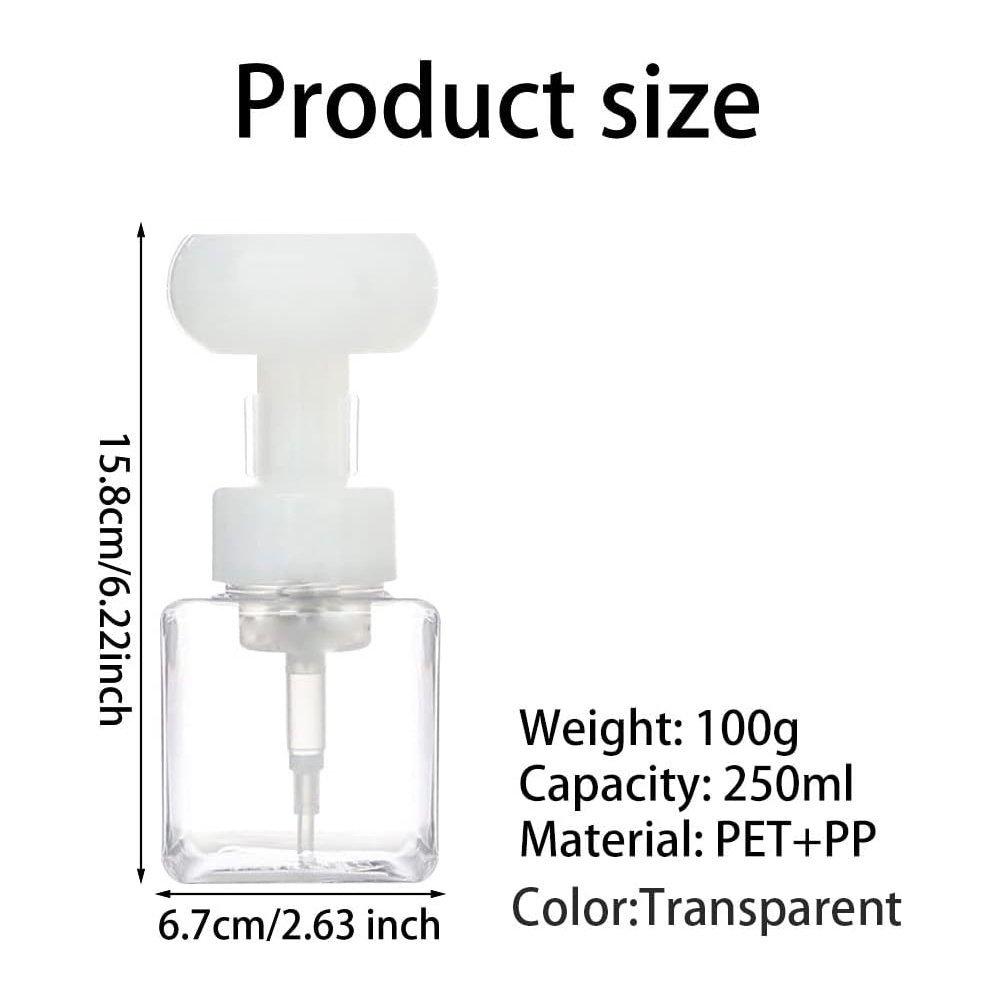 250ml Square Flower Foam Bottle 2026 Soccer Refillable Lotion Container Leakproof Travel Pump Bottle for Skincare Sports Fan Gif