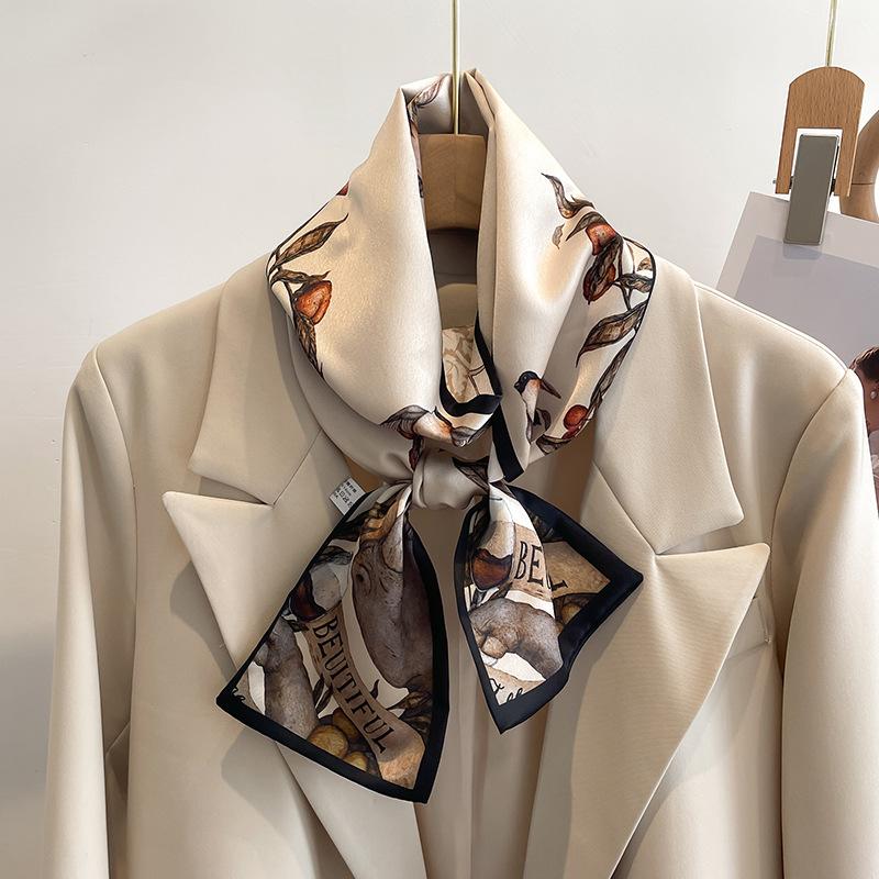 Fashion Headband Skinny Hairbands Neck Scarf For Women Luxury Print Neckerchief 145*12cm Long Hair Ribbons Tie Scarf For Ladies