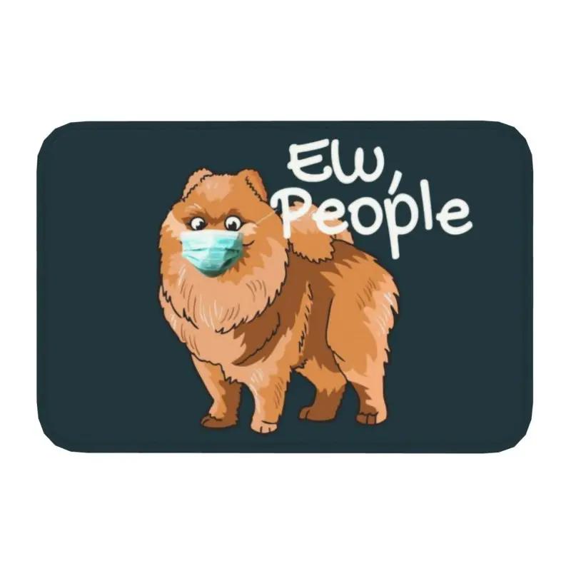 Pomeranian Dog With Summer Leaf Doormat Non-Slip Kitchen Bathroom Mat Garden Garage Floor Door Entrance Carpet Rug