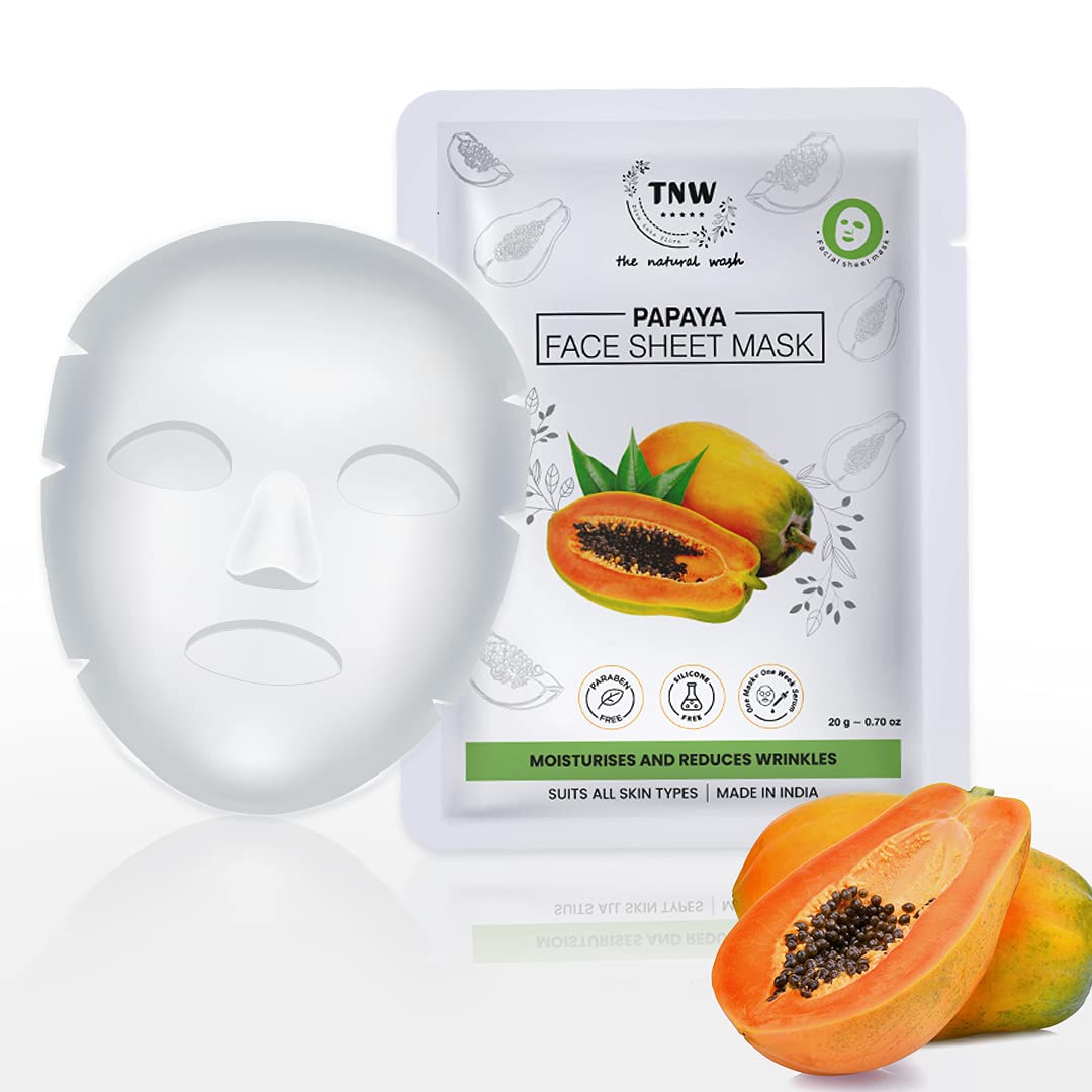 TNW-THE NATURAL WASH Summer Papaya Face Sheet Mask for Moisturizes and Reduces Wrinkles | Suits All Skin Type 20gm