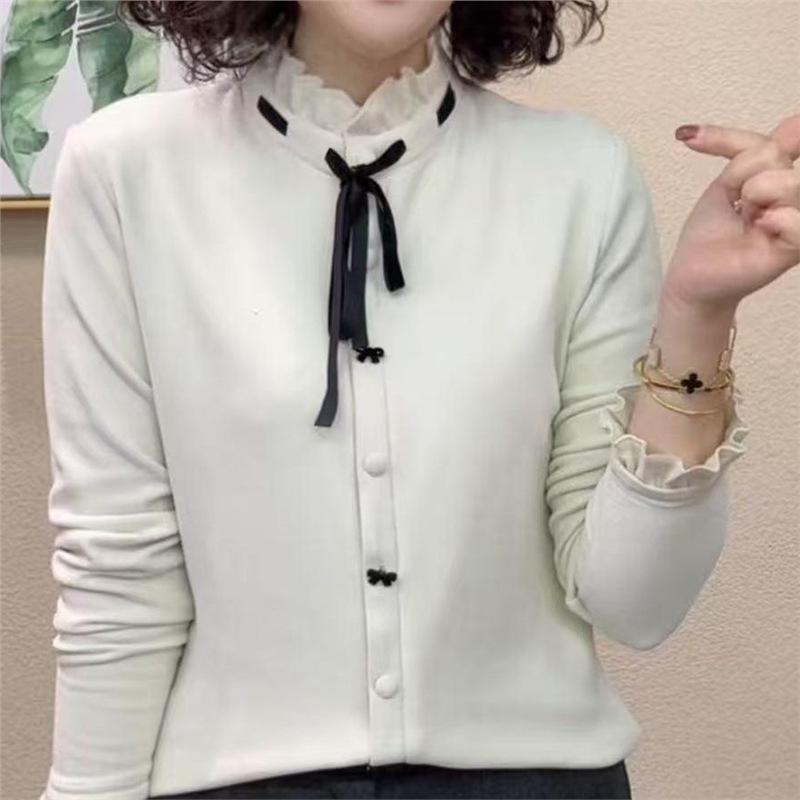Korean Ruffle Lace-Up Bowknot Fashion Shirt 2026