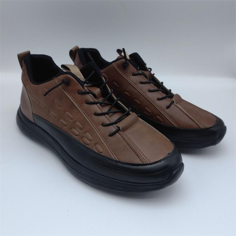 

Весенне-осенние новые мужские повседневные туфли, большой размер, танкетка, круглый носок, эластичная резинка, шнуровка, спортивные туфли 48 коричневый