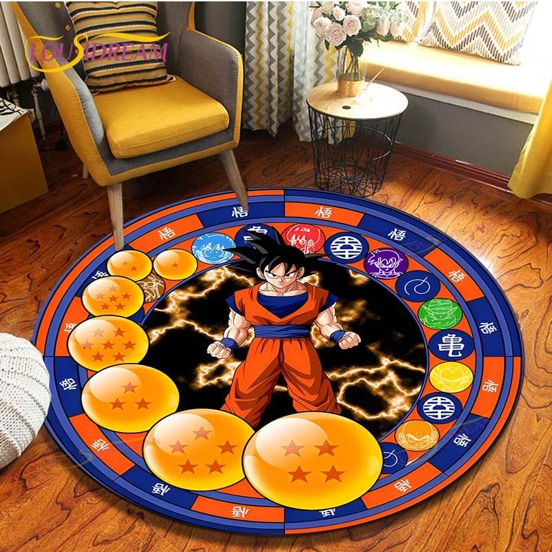 Anime Dragon Ball Goku Round Carpet  Living Room Non-slip Chair 3d Carpet Home Decor Tapis Salon Rugs Mats