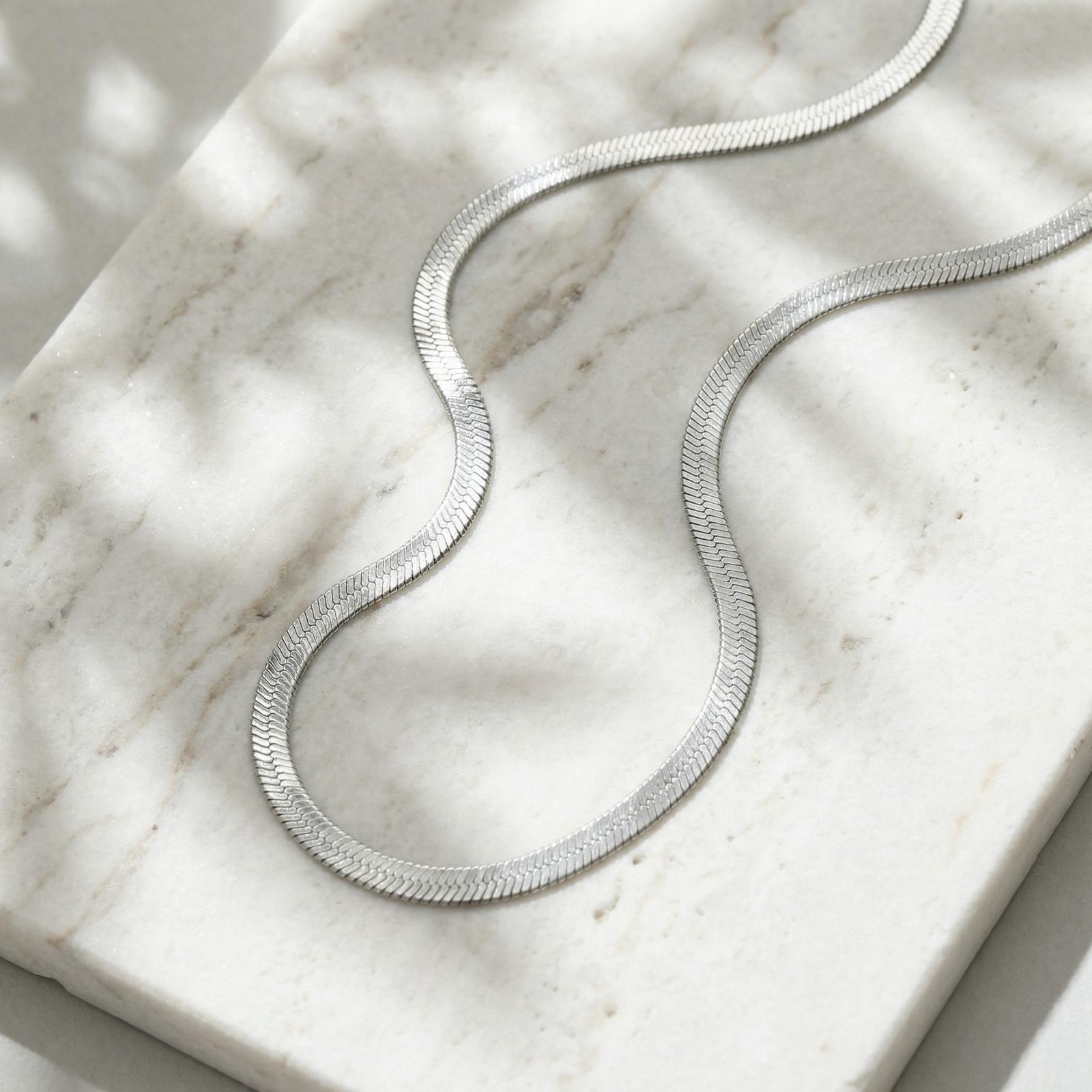 

Simple Stainless Steel Flat Snake Chain Necklace for Women Fashion Punk Blade Chain Necklace Jewelry Accessories Party Gift 40cm-45cm