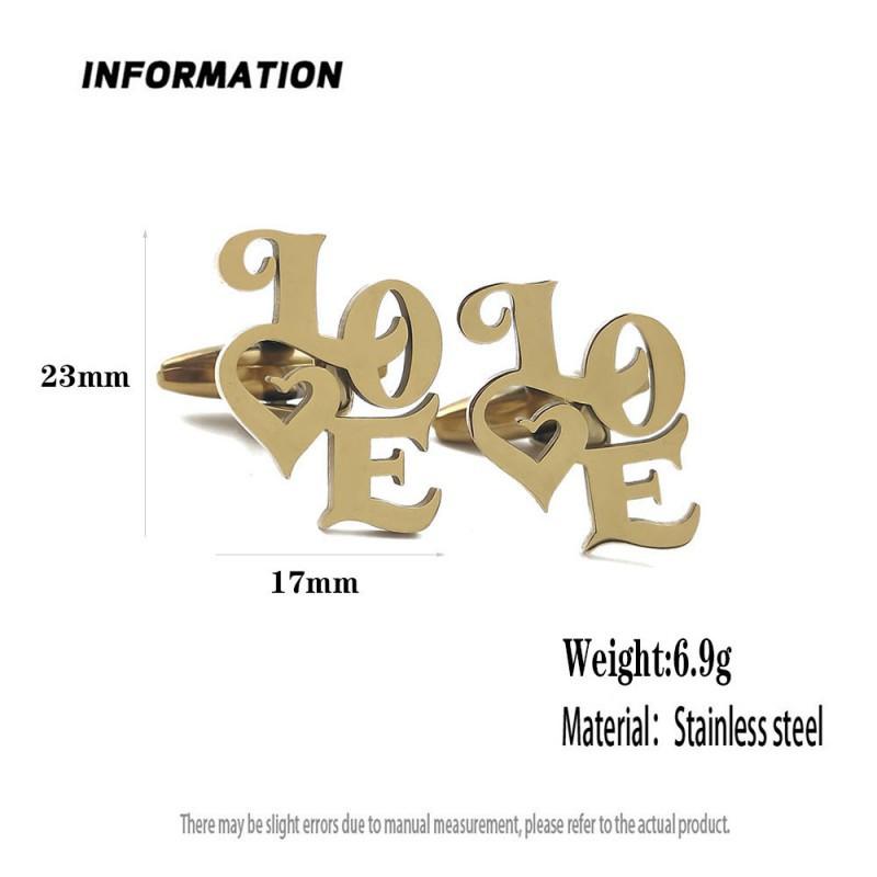 Letter LOVE Cufflinks Stainless Steel Personalized Design Niche Temperament Clothing Accessories