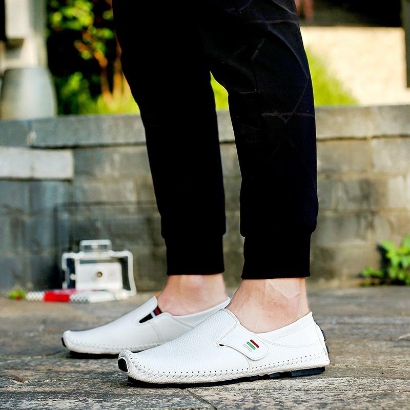 

Четыре Сезона Дуду Обувь Вождение Кожаная Обувь Натуральная Кожа Мода Вождение в Один Педаль Тренд Дышащая Повседневная Обувь Белая Ленивая Мужская Обувь 38 белый