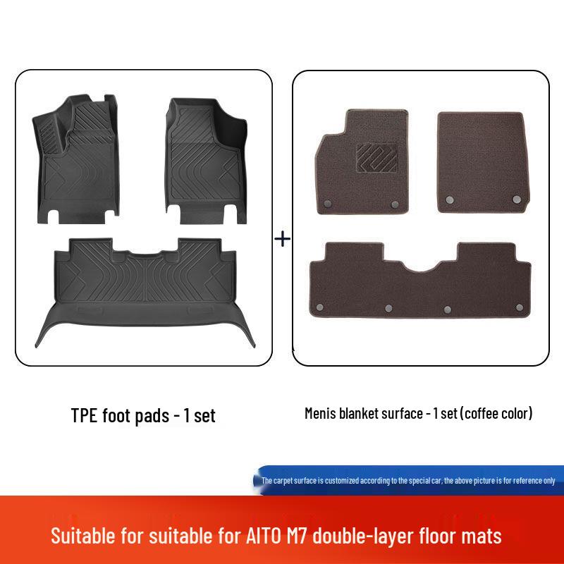 25-Model Double-Layer TPE Floor Mats for AITO M7, Car-Specific Original Color