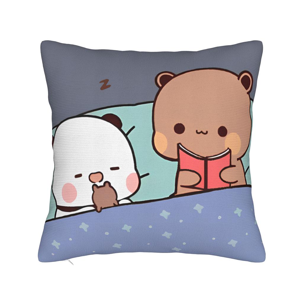 Bubu and Dudu Square Pillow Case Panda And Brownie Bear Couple Cushion Cover Awesome Decorative Pillowcase for Sofa
