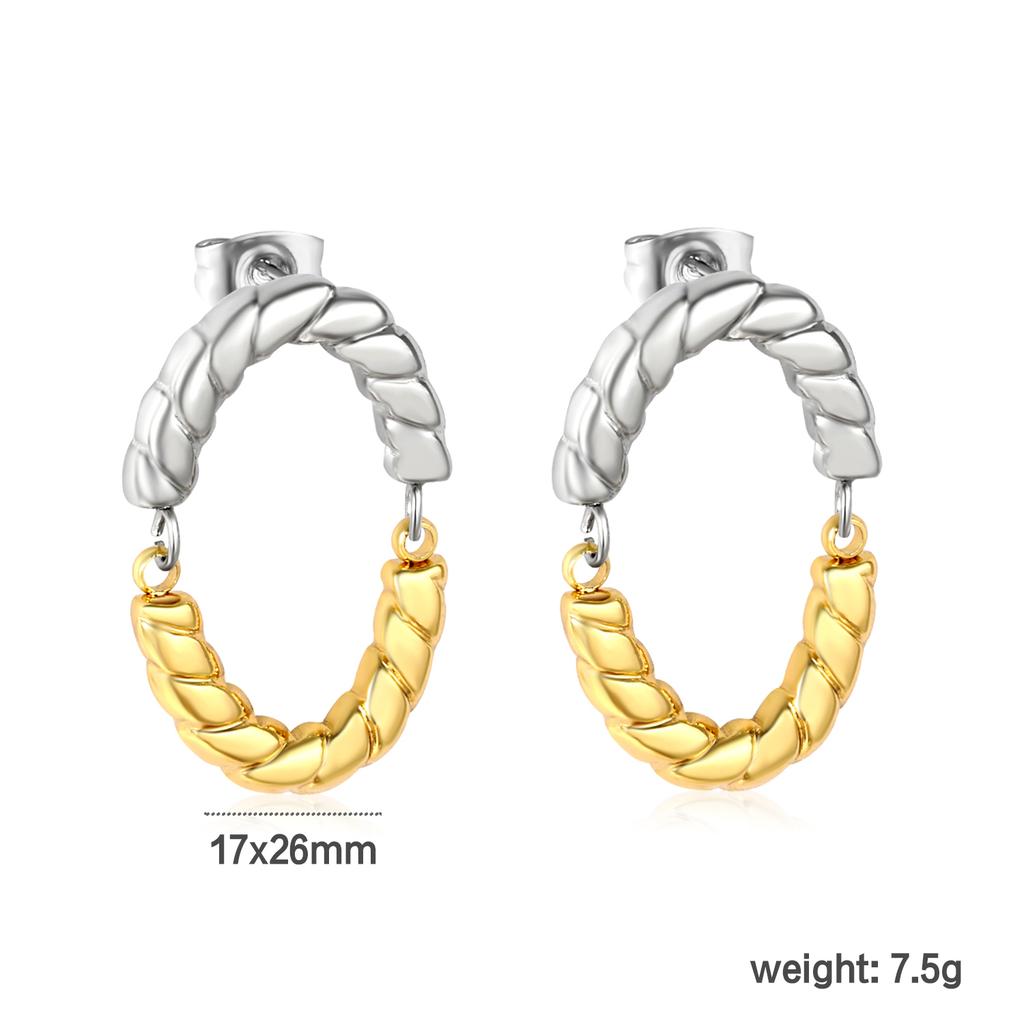 Niche New Splicing Stripe Earrings INS Stainless Steel Irregular Geometric High-End Creative Stud Earrings for Girls Jewelry