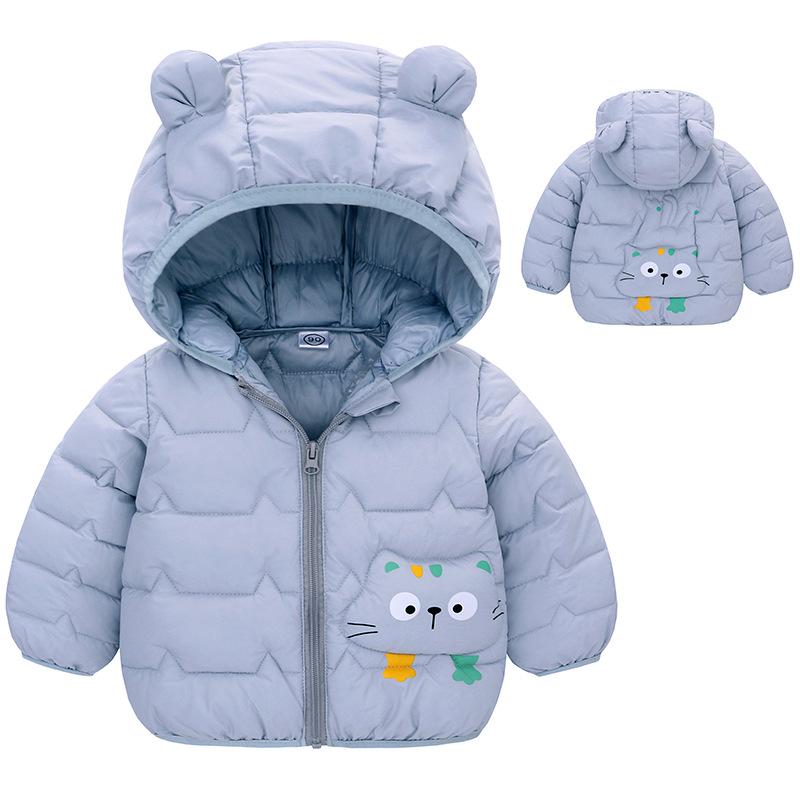 Autumn Winter Baby Down Cotton Jacket Winter Cute Cartoon Coat Boys Girls Hooded Warm for Children's Outerwear