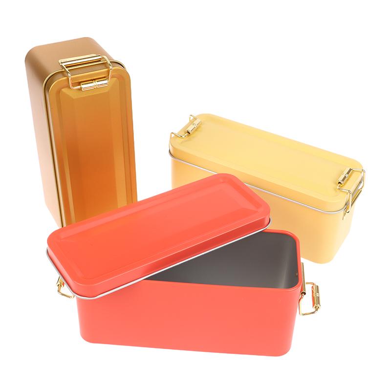 Old-Fashioned Rectangular Tinplate Box With Lid High Quality Metal Storage Box Cake Packaging Box Durable With Buckle Candy Box