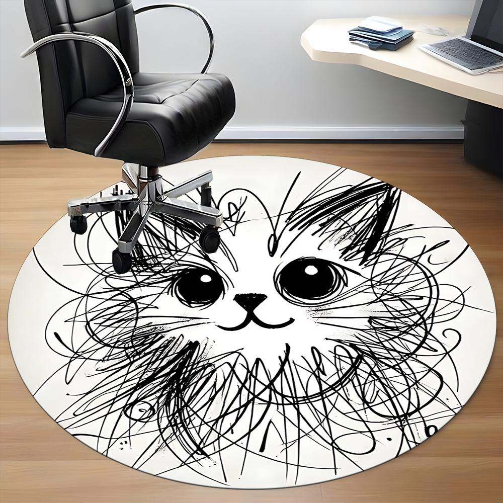1pc Cat Whiskers Office Round Area Rug, Indoor Mat Suitable ForOffice, Under Office Chairs Bedroom Living Room Home Decor, Room Deco u46