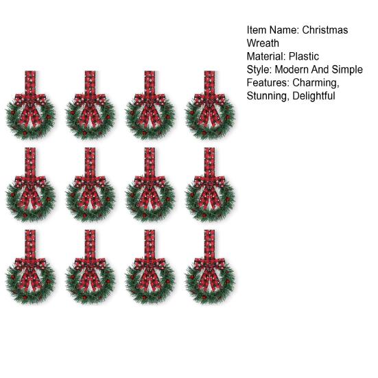 Christmas Mini Cabinet Wreath with Ribbon Bows Red Berries Artificial Small Kitchen Wreath for Window Wall Front Door Farmhouse Xmas Decor