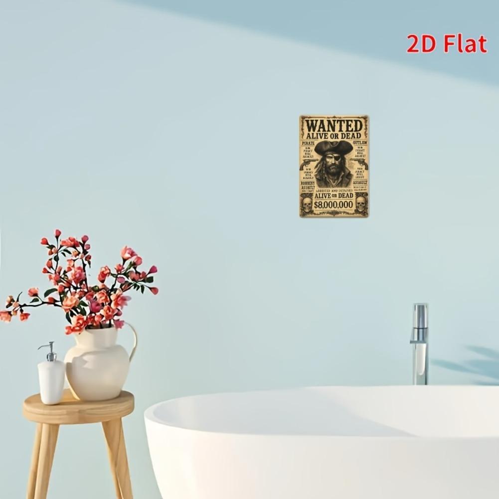 Dwuwymiarowy płaski metalowy znak z żelaza - plakat poszukiwany piratów 8x12 cali, dekoracja domu, łazienki, baru, kawiarni, garażu, prezent dla przyjaciela