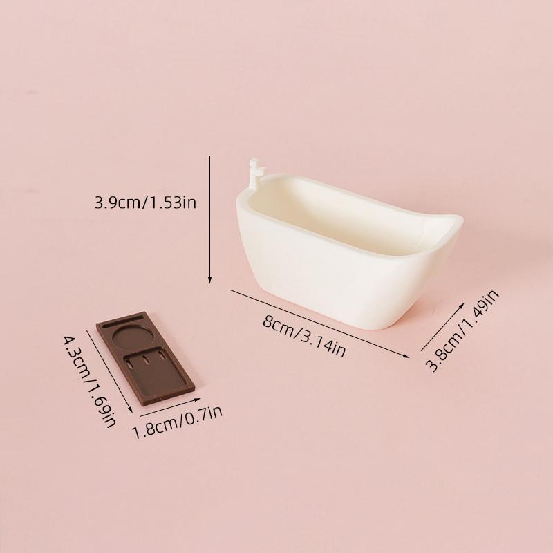 1/12 Dollhouse Miniature Simulation Bathtub With Tray Model Dollhouse Bathroom Furniture Decoration Dolls House Pretend Toys