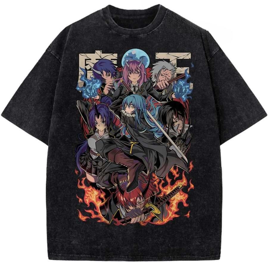 

Anime That Time I Got Reincarnated As A Slime Tempest Rimuru Graphic T Shirt Men Women Washed Cotton Tshirts Harajuku T-shirt S