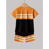 Multi-color Theme, Striped Letter 3D Printed Pattern, Soft Polyester Fabric, Suitable Casual Youngsters's Shorts Set