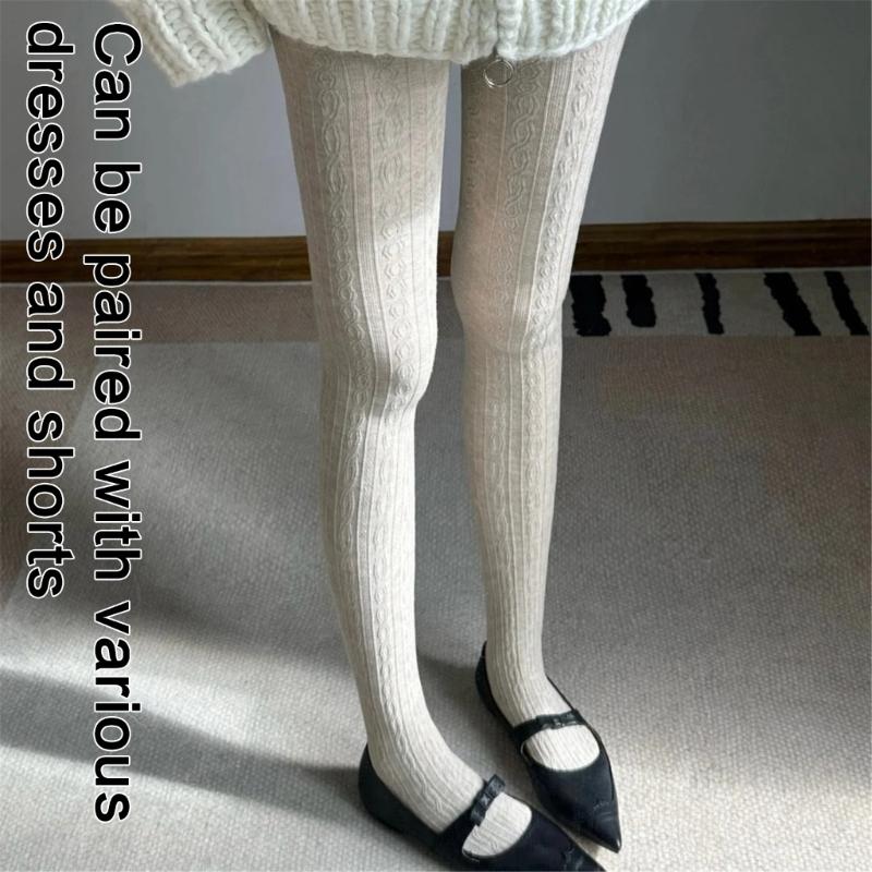 Women Japanese Twist Striped Pattern Jacquard Stockings Pantyhose Spring Fall Opaque Tights Bottoming Leggings Hosiery