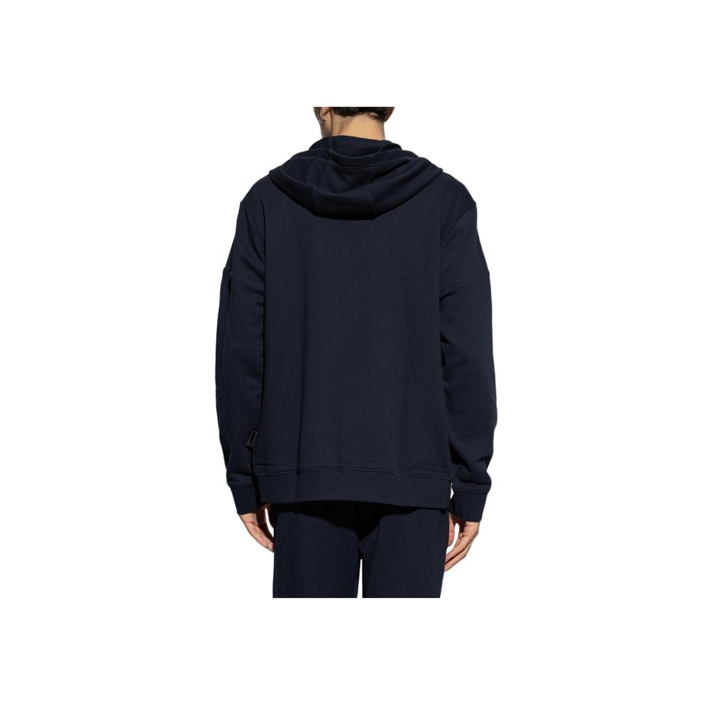 Emporio Armani Ea7 Fw24 Letter Logo Woven Strap Hooded Zip Long Sleeve Sweatshirt Men Sweatshirt Navy-Blue 6DPM12-PJOGZ-1562