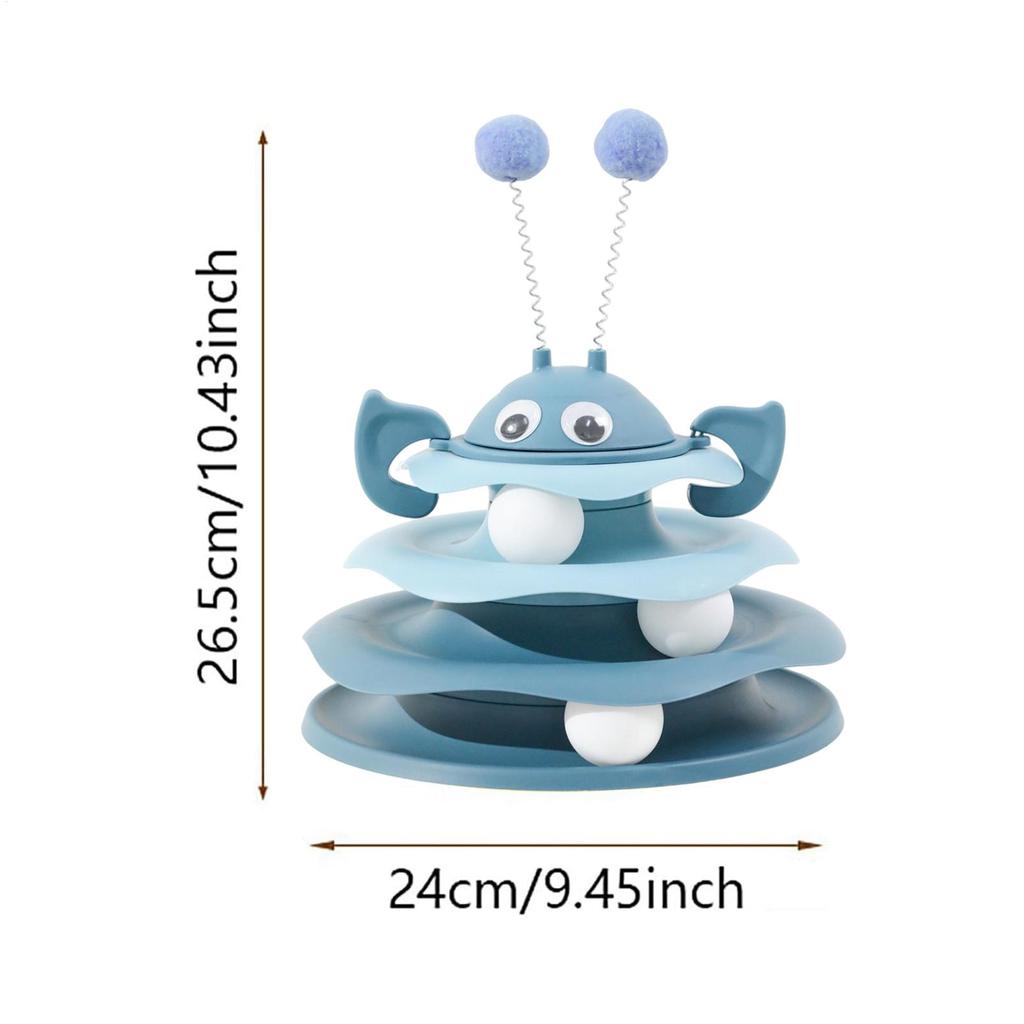 Katzen Interaktives Spielzeug 3-stöckiger Drehturm mit Bällen Selbstspiel Katzenspielzeug Indoor-Spiele zur Bereicherung und Stimulation von Kätzchen