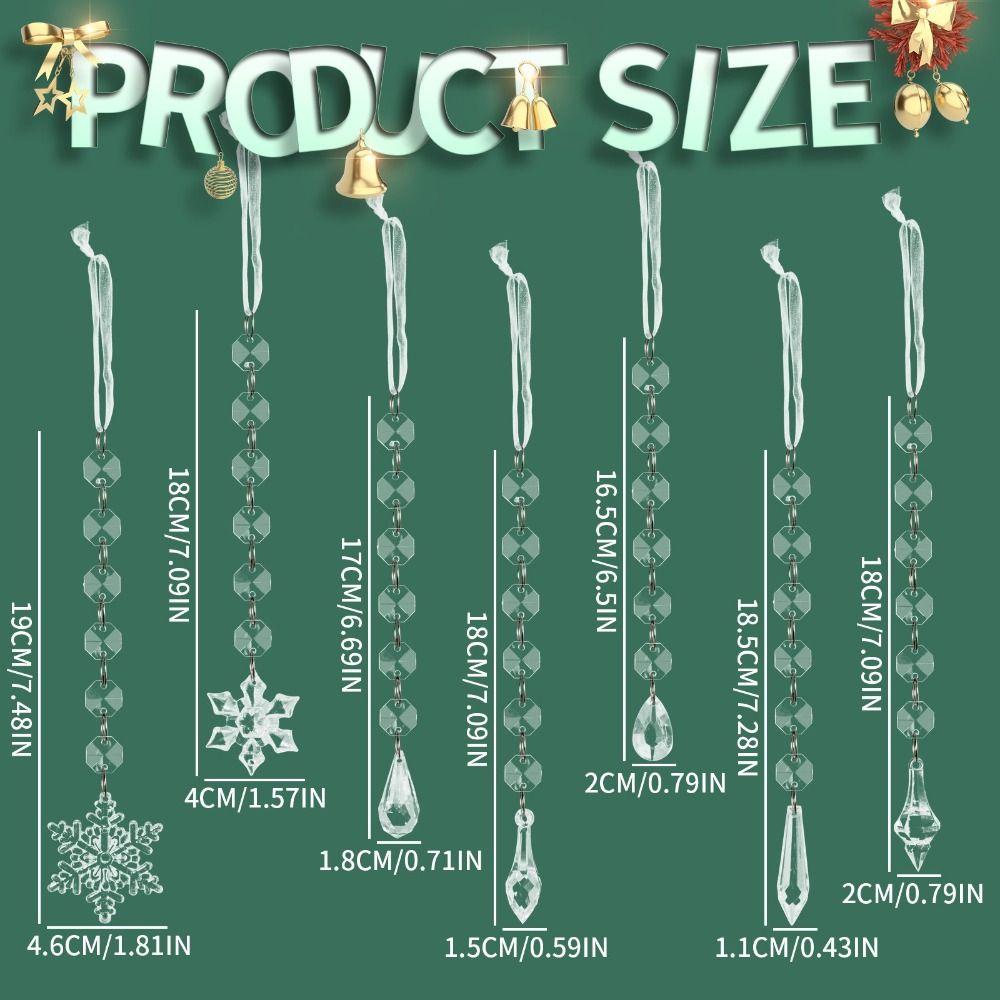 6pcs/set Transparent Acrylic Ice Pendants Sparkling Acrylic Christmas Tree Hanging Crystal Prisms Icicle Water Drop Ornament