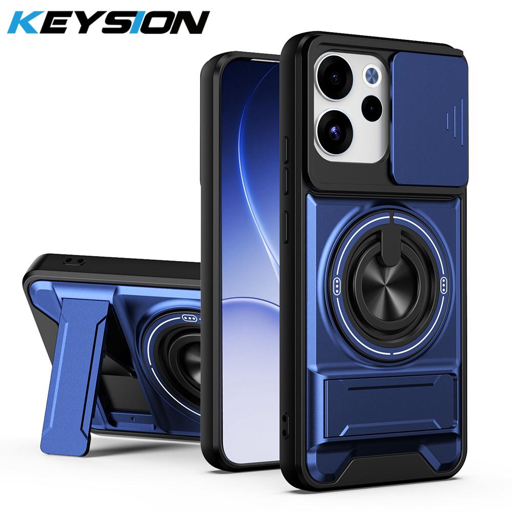 KEYSION Magnetic Phone Case for OPPO Reno15 Pro Max 5G 15 F 5G Slide Camera Protection Upright Kickstand Ring Shockproof Cover