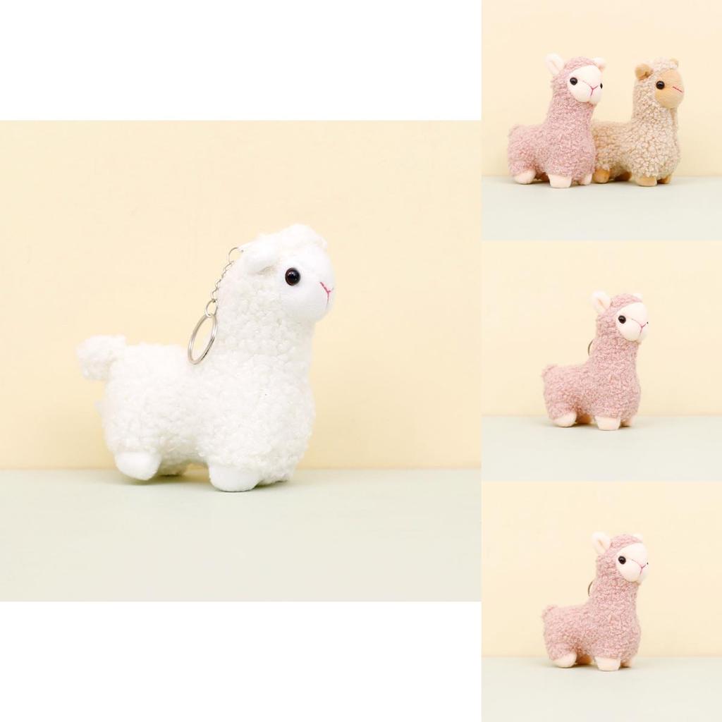 Sweet Cartoon Llama Keychain Soft Plush Toy With Pp Cotton Filling 12cm