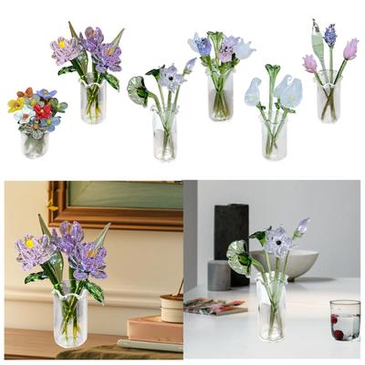 Glazen Bloemenboeket met Vaas Kunstbloemen Woondecoraties Kantoor Huis