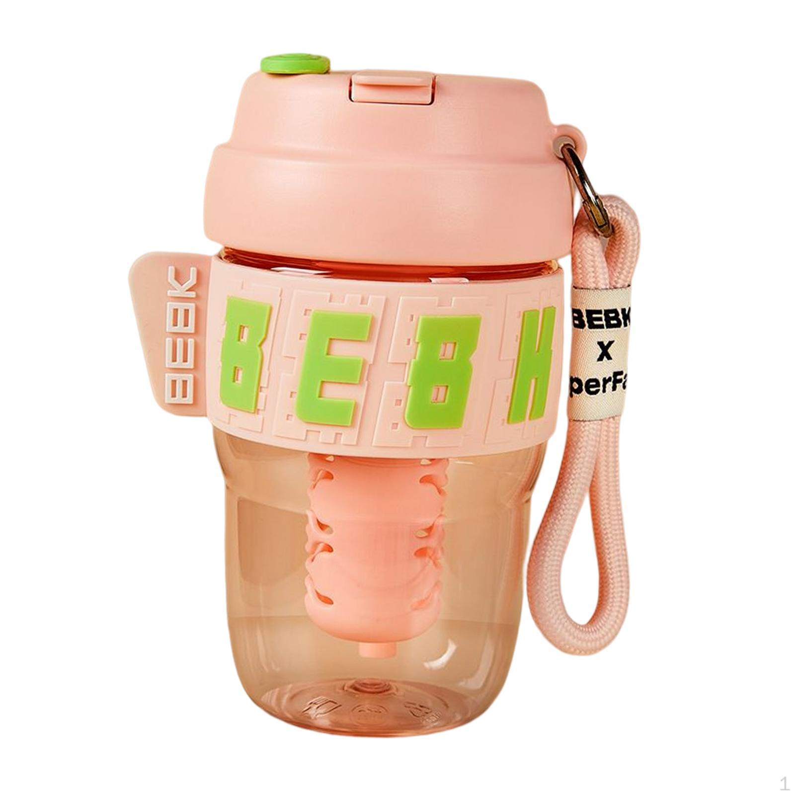

Portable Water Bottle Coffee Cup with Lid Drinking for Camping Backpacking розовый