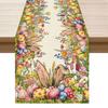 Bunny Ears Eggs Wildflowers Easter Table Runner Table Decoration for Party Home Kitchen Dining Holiday Decor