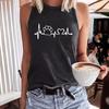 Heartbeat Printed Women's Round-neck Vest for Spring and Summer Casual Sleeveless Vest