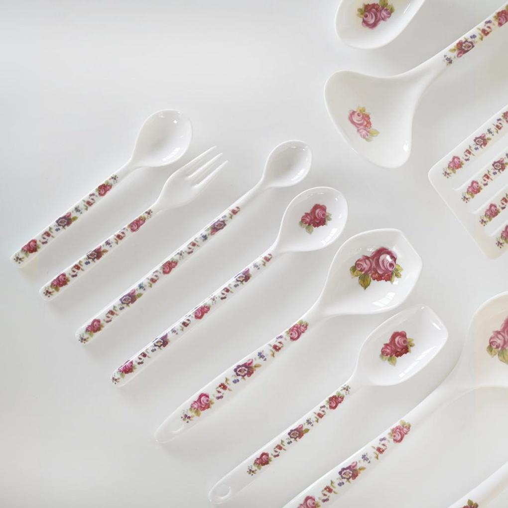 Vintage Flower Melamine Long Teaspoon Small