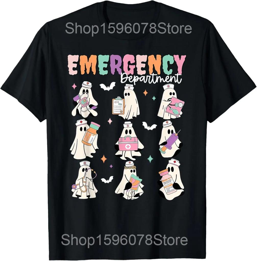 Emergency Department Room Nurse Breast Cancer T Shirts Men Cotton Humor Streetwear Tee Shirt Short Sleeve Unisex Loose Clothing