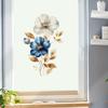 Simulated Blue White Floral Gold Leaves Wall Sticker Self-Adhesive Removable for Bedroom Hallway Elegant Home Decor Art