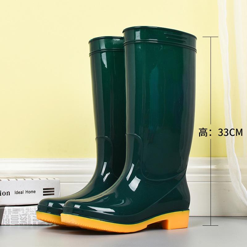 High Tube Rain Shoes Women's Long Tube Adult Water Shoes Wear-resistant Rain Boots Non-slip Water Boots Overshoes Car Wash Work Rubber Shoes