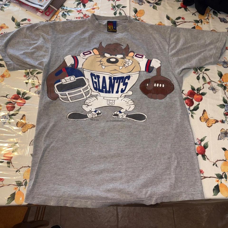 Vintage Rare 1993 Warner Bros NY New York Giants Taz Devil NFL Football T-Shirt 2XL