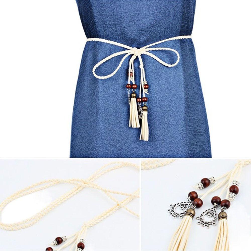 Knot Decorated Boho Style Chinese Style Waist Rope Waist Chain Braided Belt Tassles Belts