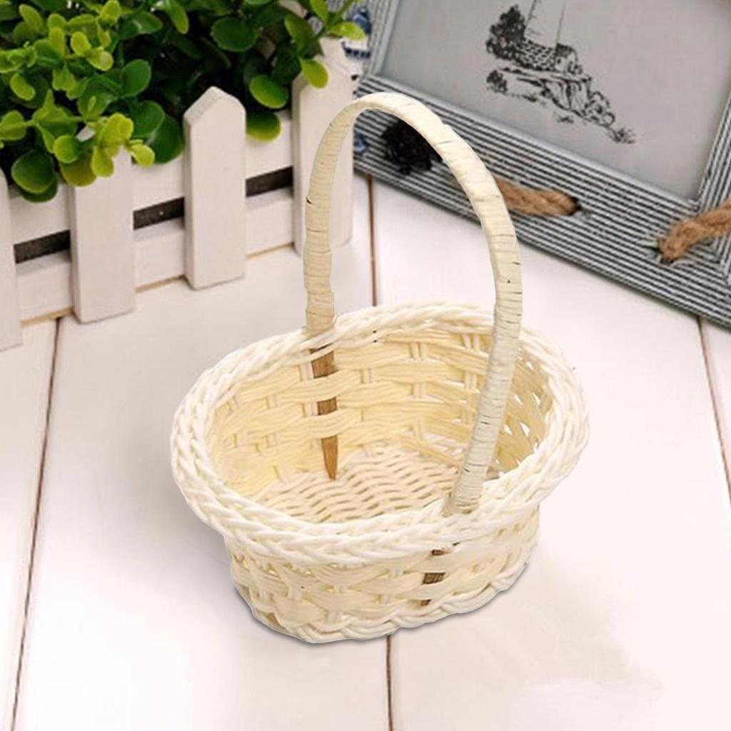 Mini Woven Flower Basket Imitation Rattan Pastoral Style Basket for Easter Birthday Wedding Party Decorations Photography Props