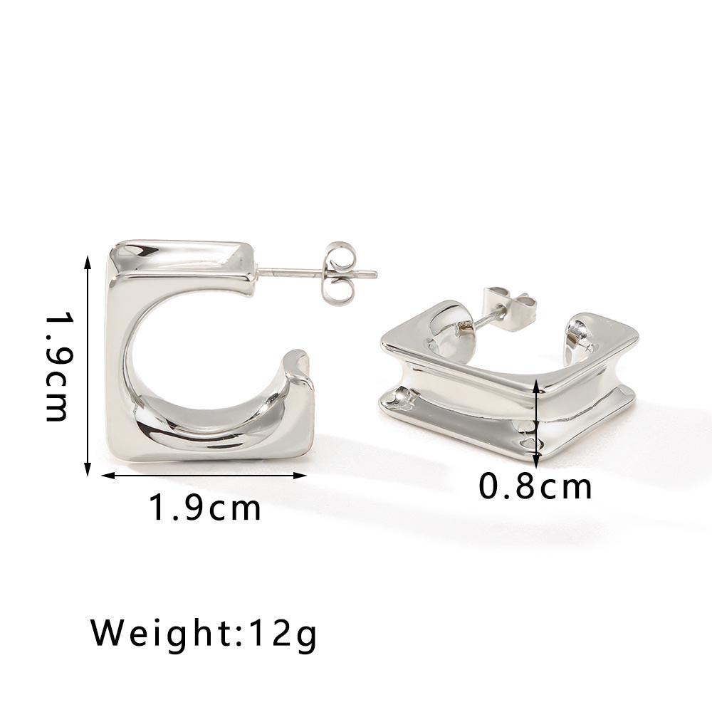 Серьги-полукольца для женщин Золотой цвет Нержавеющая сталь Полые Штырьки