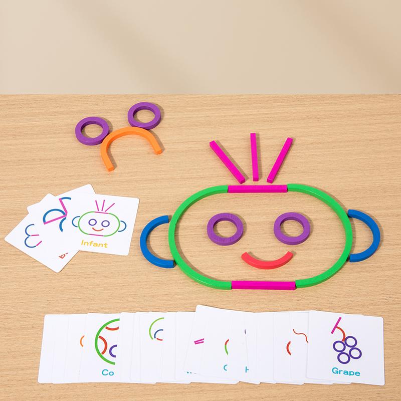 Children's early education creative wooden stick iron box jigsaw puzzle toy. Thinking assembly. Exercises spatial ability and en