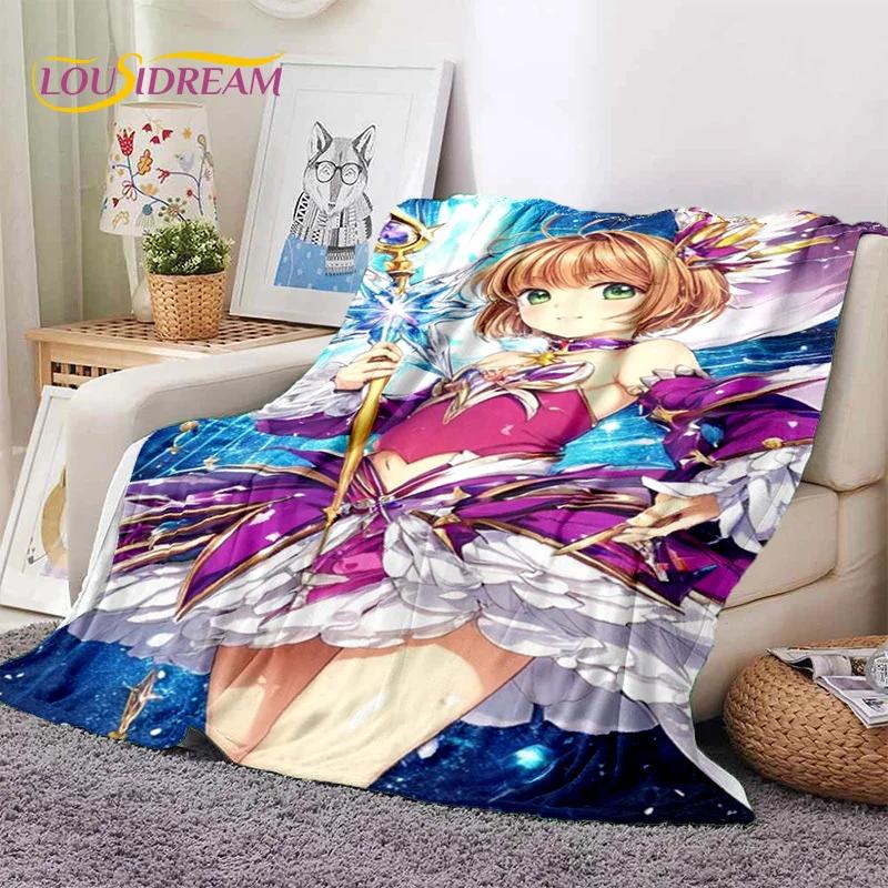 Cartoon Cute Sakura Card Captor Girl Soft Blankets,Keep Warm Throw Blanket Comfortable Blanket for Picnic Beds Sofa Home Bedroom