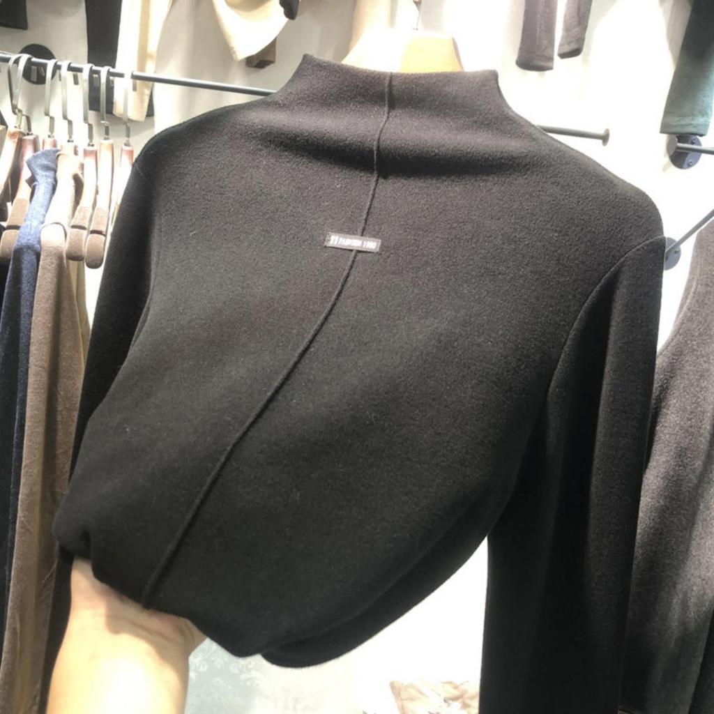 Pullover primavera autunno da donna Camicetta invernale Camicia con fondo in velluto Maglione da donna a collo alto