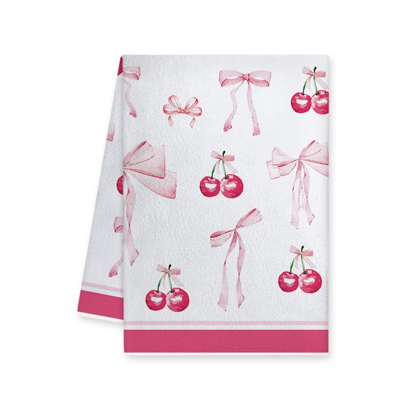 Cute Pink Cherry Bow Print Kitchen Towel 40x60 cm