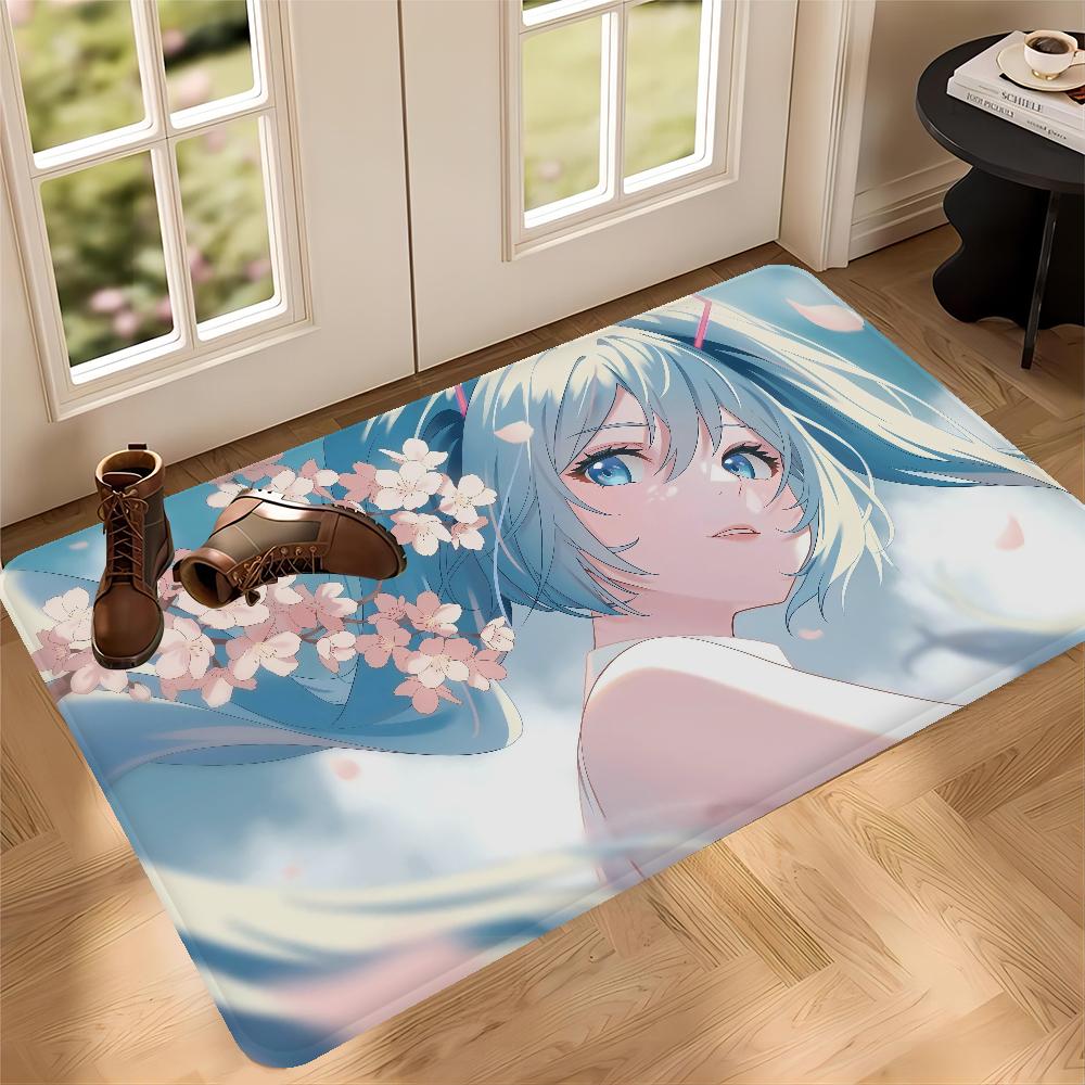 H-Hatsunes Miku Room Mats Anti-slip Absorb Water Long Strip Cushion Bedroon Mat Household Carpets 40x60cm